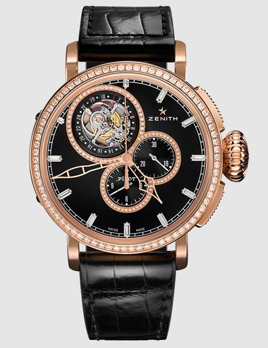 Replica Watch Zenith Pilot Type 20 Tourbillon 22.2430.4035/29.C714 Rose Gold - Aligator Bracelet